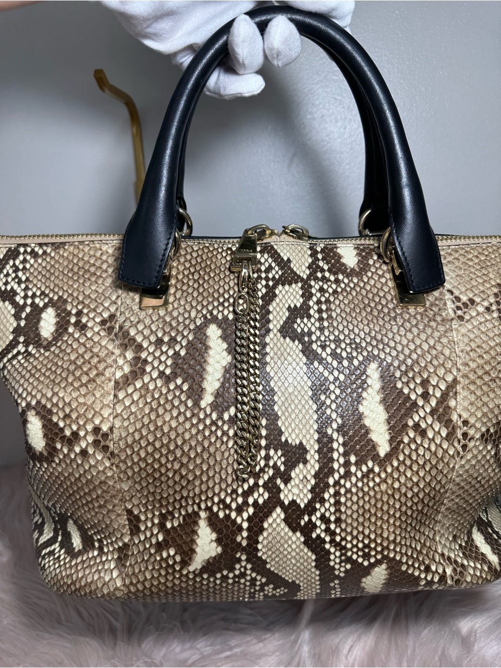 Chloe Python Leather Baylee Tote